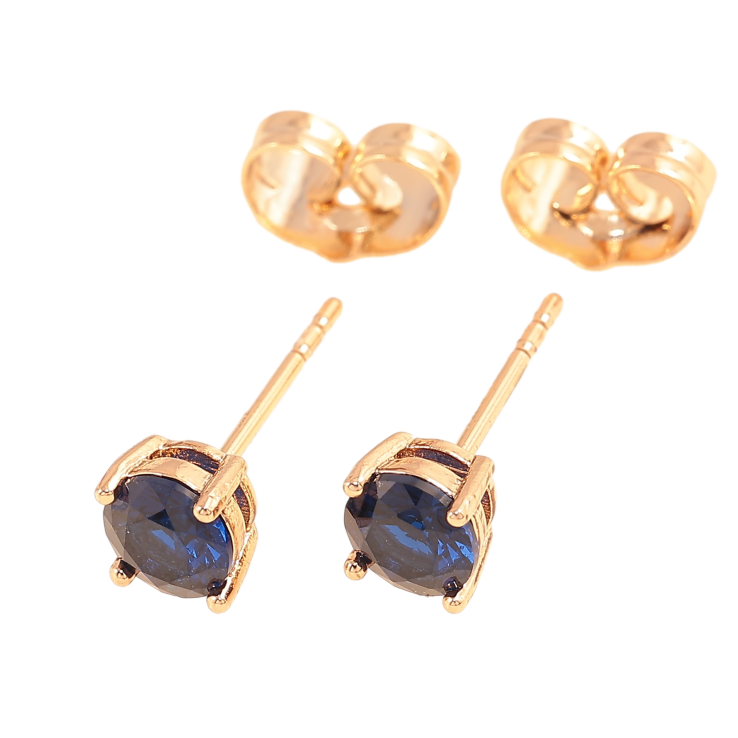 Серьги Xuping цвет позолота 18К пусеты синие кристаллы в 4-х крапановой оправе ø 5мм фото №18