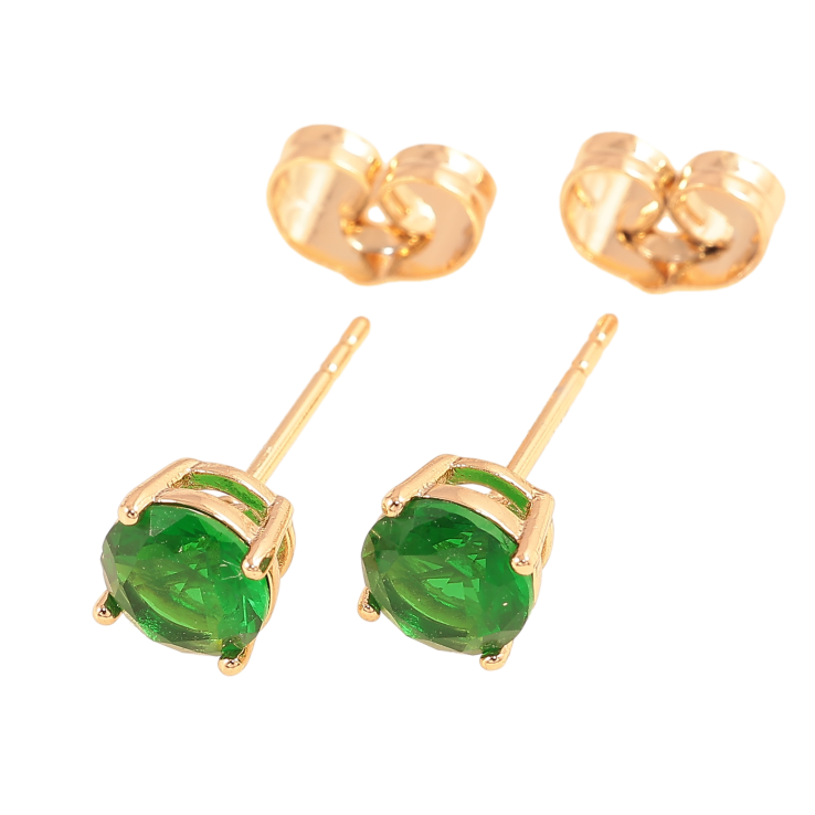 Серьги Xuping цвет позолота 18К пусеты зеленые кристаллы в 4-х крапановой оправе ø 6мм фото №12