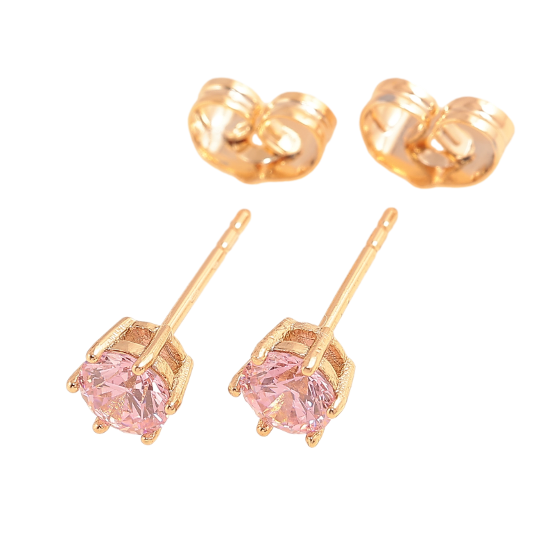 Серьги Xuping цвет позолота 18К пусеты розовые кристаллы в 6-ти крапановой оправе ø 5мм фото №1 Серьги Xuping цвет позолота 18К пусеты розовые кристаллы в 6-ти крапановой оправе ø 5мм фото №1