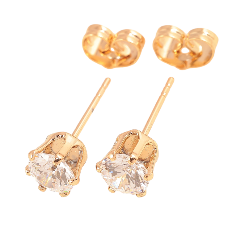 Серьги Xuping цвет позолота 18К пусеты  кристаллы в 6-ти крапановой оправе ø 6мм фото №11