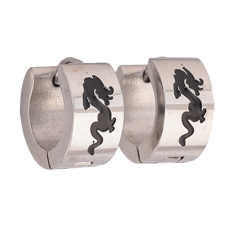 Серьги колечки "Узор дракон" фото №1