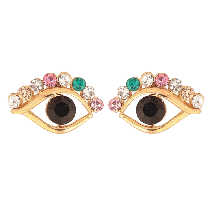 Сережки пусети "Очі з різнокольоровими кристалами" фото №13 Сережки пусети "Очі з різнокольоровими кристалами" фото №13