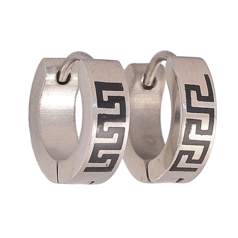 Сережки кільця "Візерунок з грецьким візерунком" фото №1