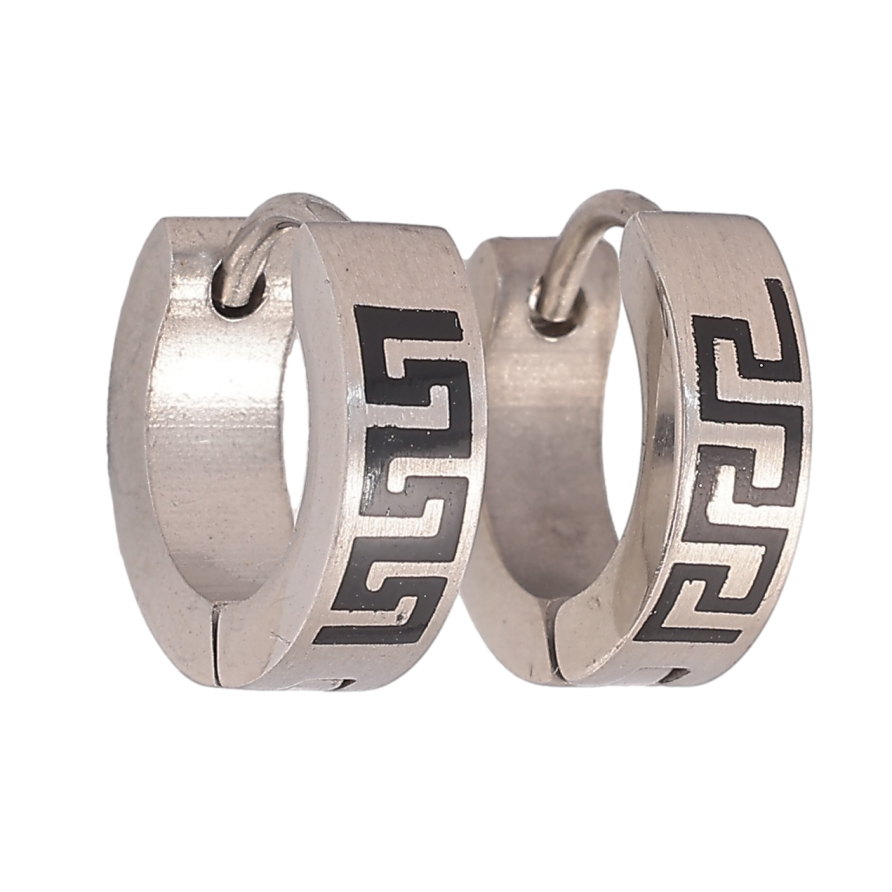 Серьги колечки "Узор с греческим узором" фото №1 Серьги колечки "Узор с греческим узором" фото №1