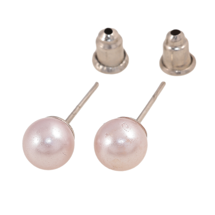 Серьги пусеты "Розовые жемчужинки" ø 7мм фото №18