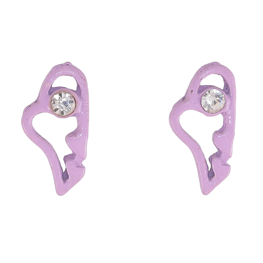 Сережки пусети "Бузкові серця" фото №1