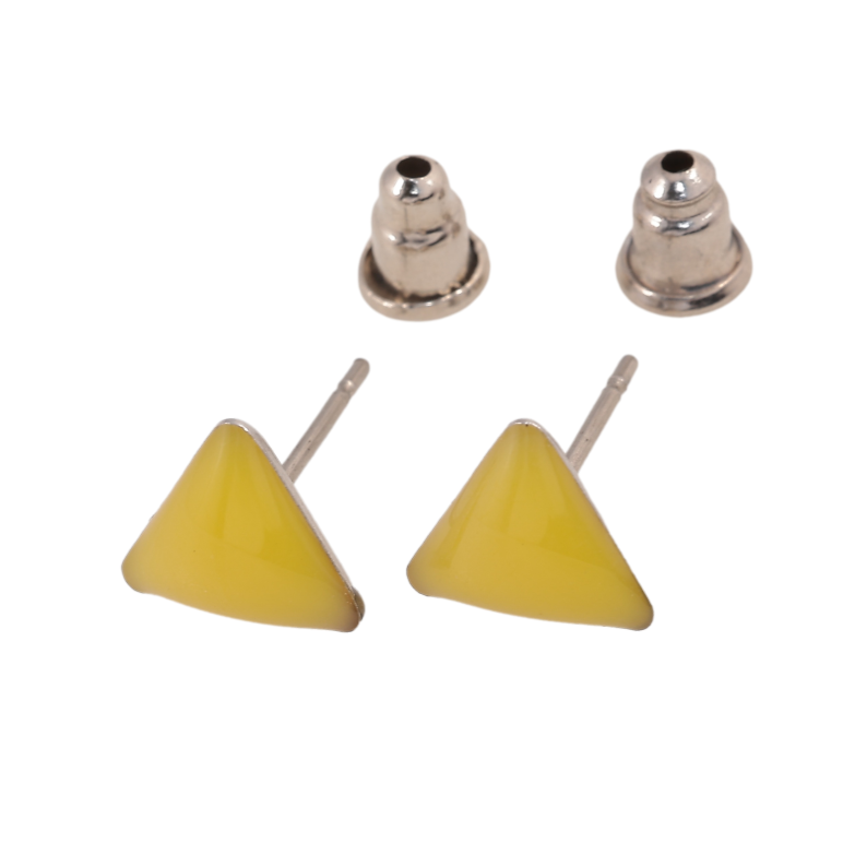 Сережки пусети "Жовті трикутники" 9х9мм фото №1