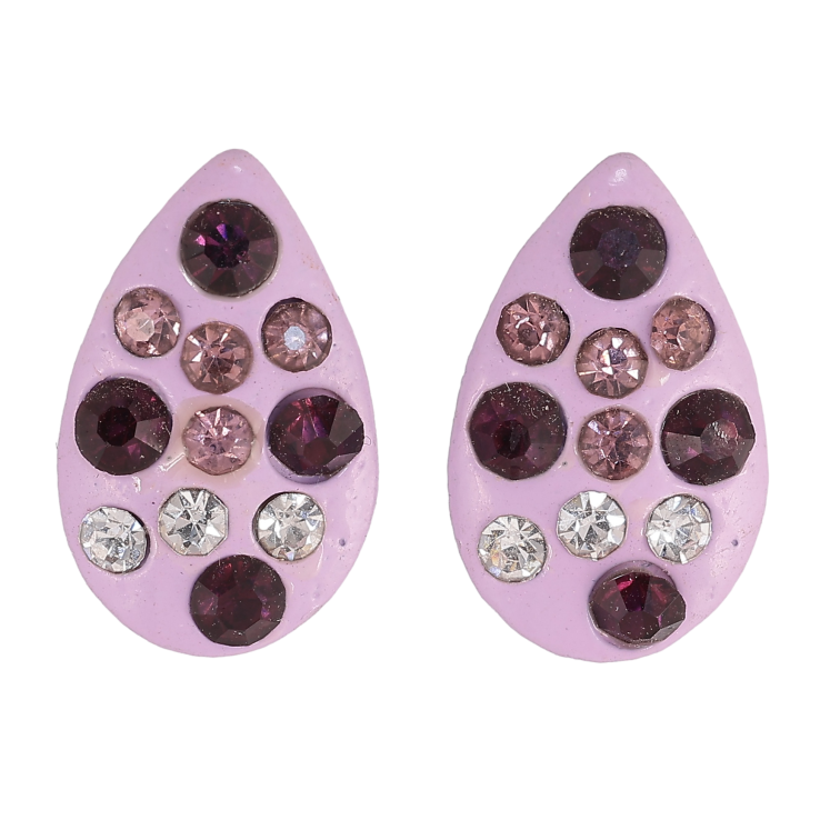 Сережки пусети "Бузкові крапельки зі стразами" фото №24