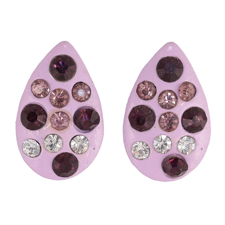 Сережки пусети "Бузкові крапельки зі стразами" фото №1