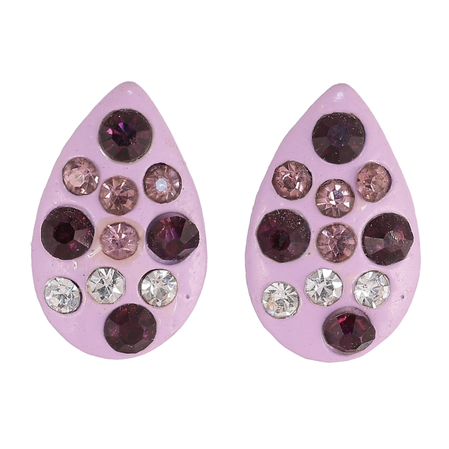 Сережки пусети "Бузкові крапельки зі стразами" фото №1