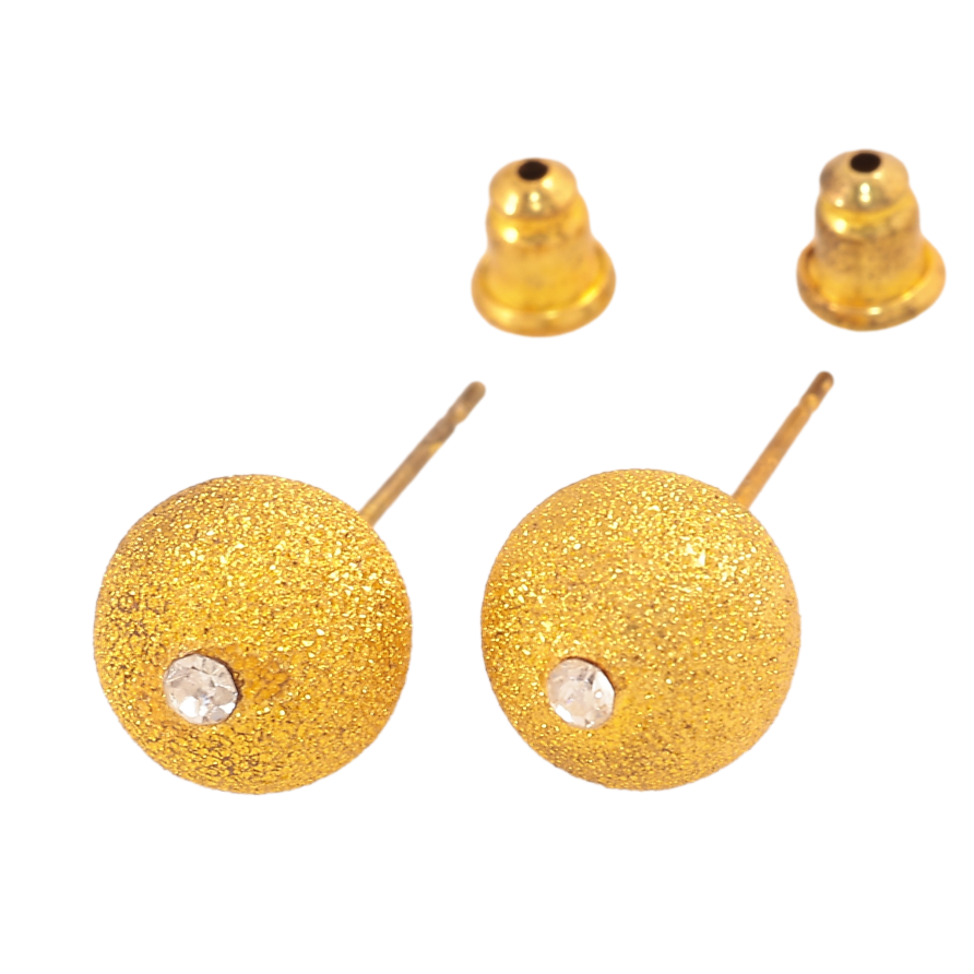 Сережки пусети "Золотисті кульки" ø 10мм фото №1