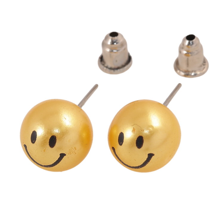 Серьги пусеты "Желтые смайлики" ø 10мм фото №24