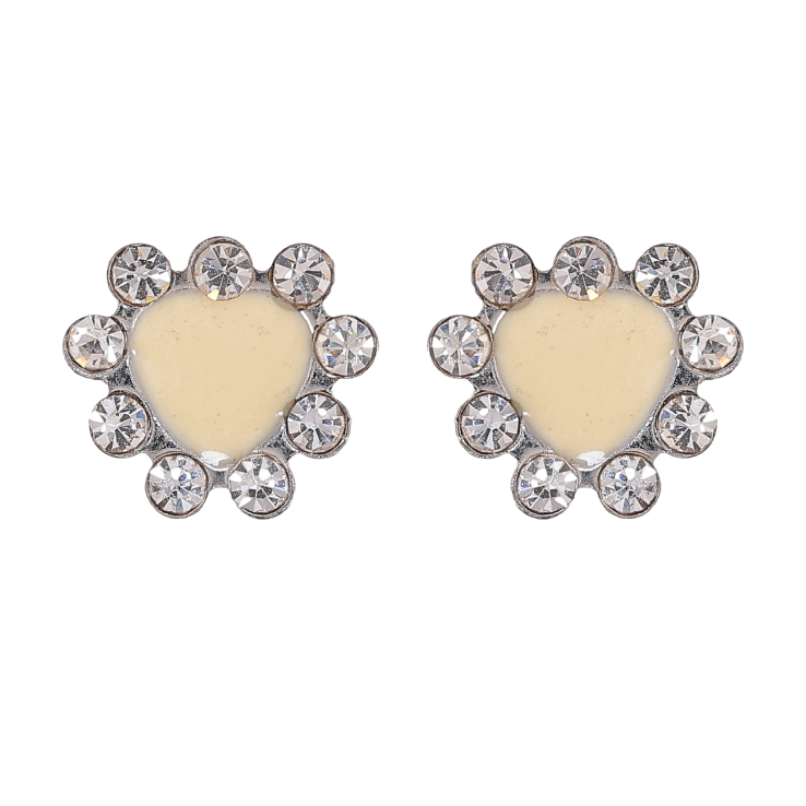 Сережки пусети "Молочні серця зі стразами" фото №25