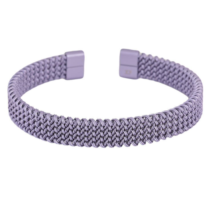 Браслет Xuping ТТМ Stainless Steel колір Родій "Декоративний візерунок пружинка, фарбування бузковою емаллю, шир. 10мм" ø 6см фото №19