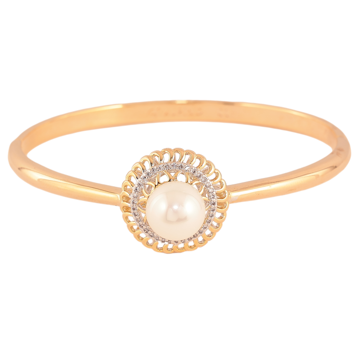 Браслет Xuping колір Позолота 18К + Родій "Візерунок з кристалами та перлинами" ø 6см фото №11