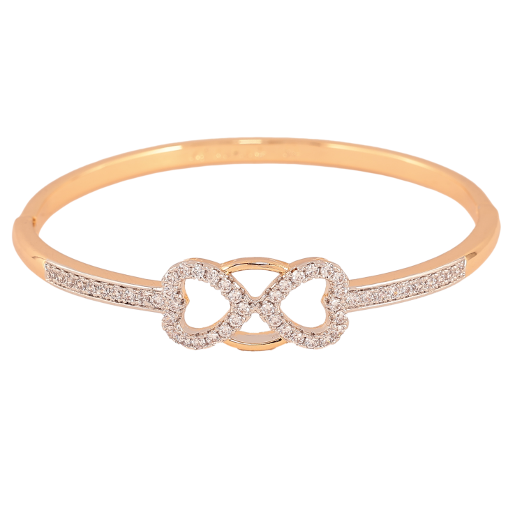 Браслет Xuping колір Позолота 18К + Родій "Візерунок серця з кристалами" ø 5.4см фото №13