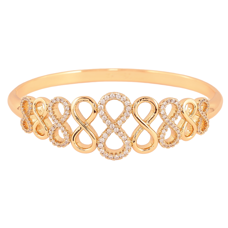 Браслет Xuping колір Позолота 18K "Візерунок вісімки зі вставкою з кристалів" ø 6см фото №6 Браслет Xuping колір Позолота 18K "Візерунок вісімки зі вставкою з кристалів" ø 6см фото №6