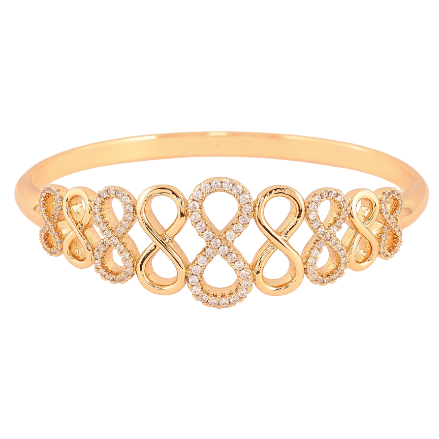 Браслет Xuping колір Позолота 18K "Візерунок вісімки зі вставкою з кристалів" ø 6см фото №1 Браслет Xuping колір Позолота 18K "Візерунок вісімки зі вставкою з кристалів" ø 6см фото №1