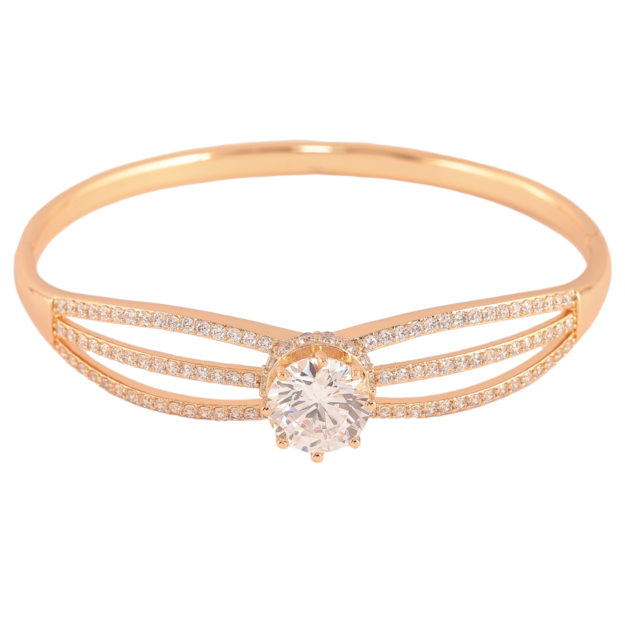 Браслет Xuping колір Позолота 18K "Візерунок з кристалами" ø 6см фото №1