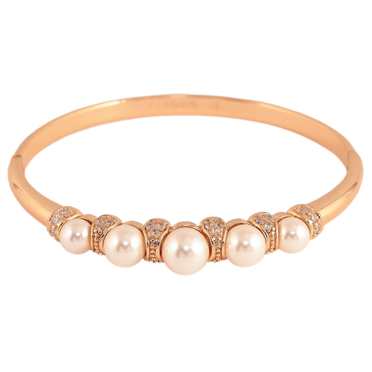 Браслет Xuping колір Позолота 18K "Візерунок з перлинами та кристалами" ø 6см фото №10