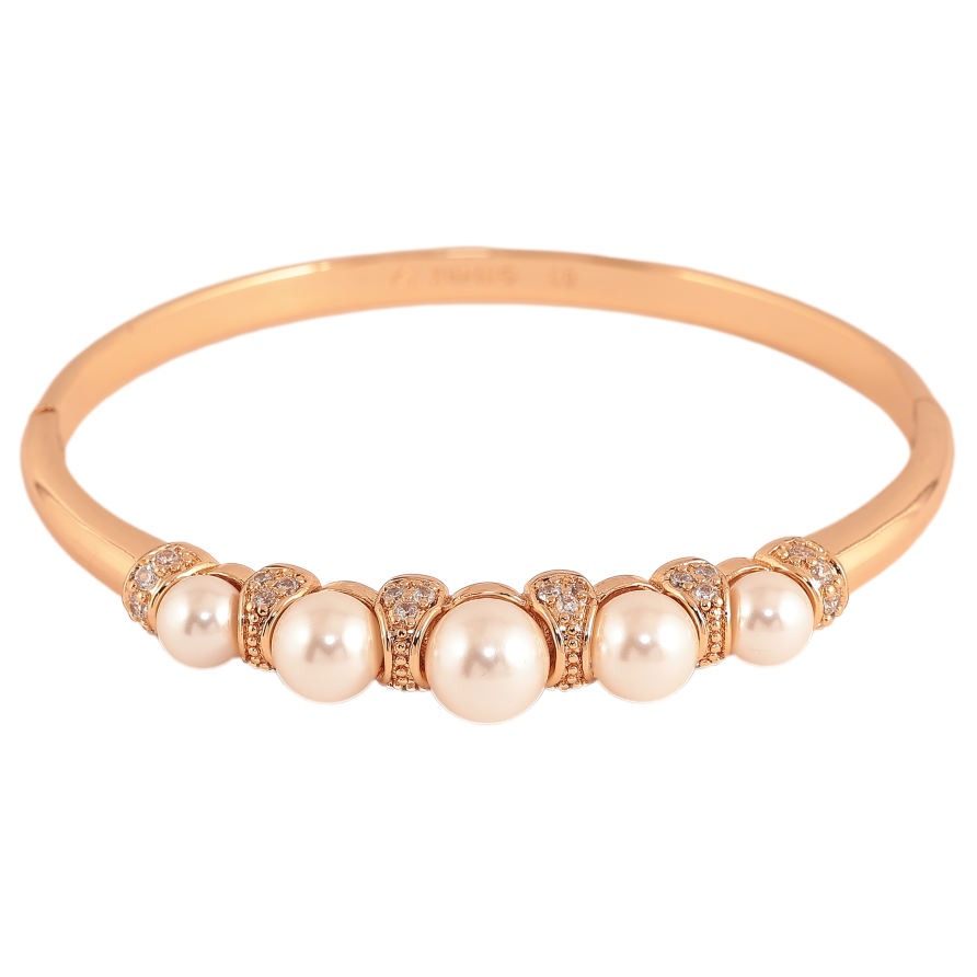 Браслет Xuping колір Позолота 18K "Візерунок з перлинами та кристалами" ø 6см фото №1 Браслет Xuping колір Позолота 18K "Візерунок з перлинами та кристалами" ø 6см фото №1