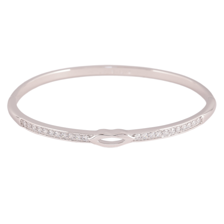 Браслет Xuping колір Родій "Доріжка кристалів з губами" ø 6см фото №5