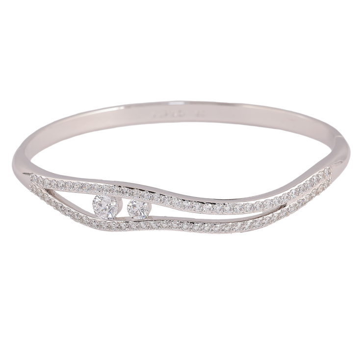 Браслет Xuping колір Родій "Візерунок з кристалами" ø 6см фото №11