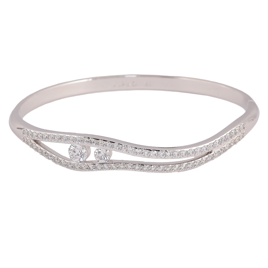 Браслет Xuping колір Родій "Візерунок з кристалами" ø 6см фото №1 Браслет Xuping колір Родій "Візерунок з кристалами" ø 6см фото №1