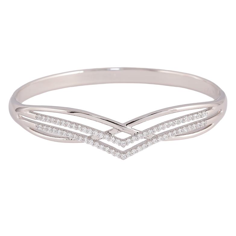 Браслет Xuping колір Родій "Візерунок з кристалами" ø 6см фото №1 Браслет Xuping колір Родій "Візерунок з кристалами" ø 6см фото №1