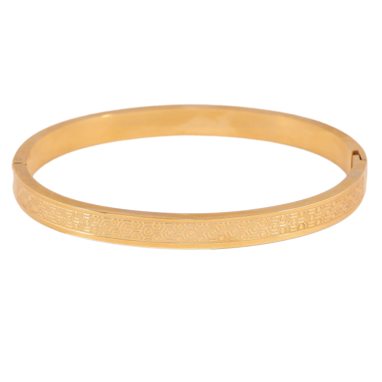 Браслет гибкий Xuping ТТМ Stainless Steel цвет 14К "Декоративный узор ø 6см х 6мм фото №1