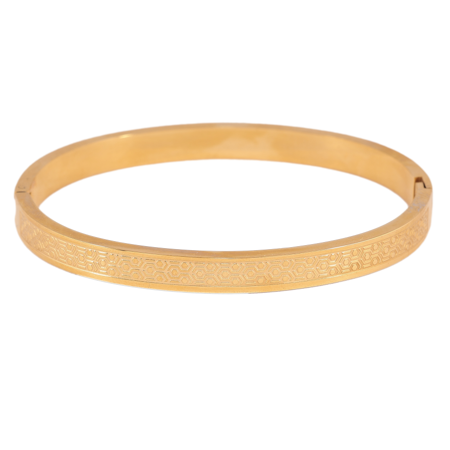 Браслет гибкий Xuping ТТМ Stainless Steel цвет 14К "Декоративный узор ø 6см х 6мм фото №1