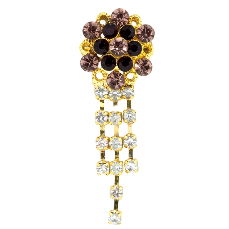 Брошка Квітка з бордовими стразами фото №23