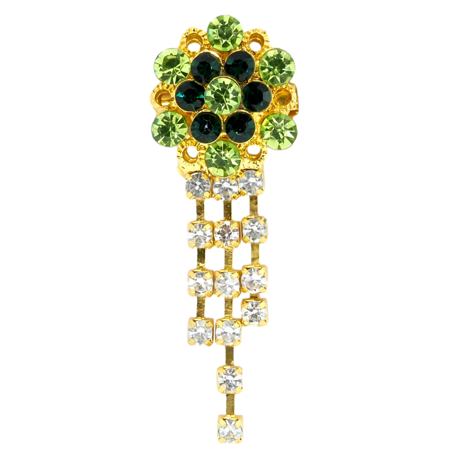 Брошь Цветок с зелеными стразами фото №1