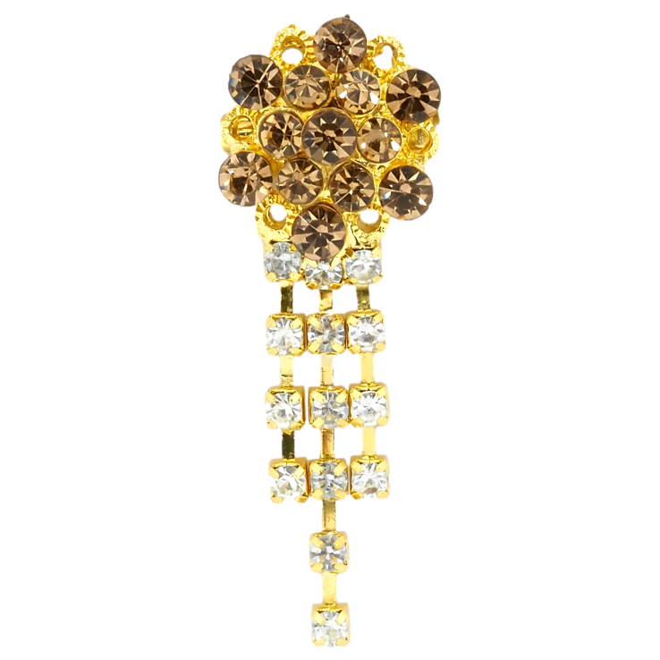 Брошка Квітка з коричневими стразами фото №9