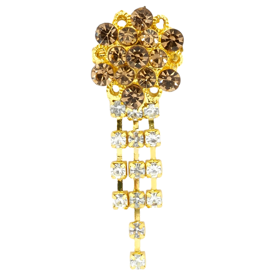 Брошка Квітка з коричневими стразами фото №1