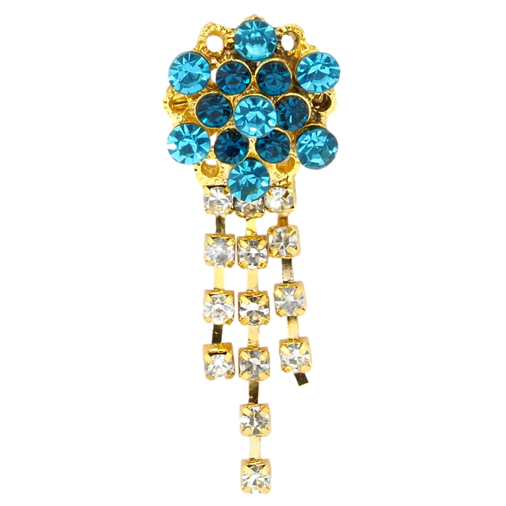 Брошь Цветок с бирюзовыми стразами фото №15