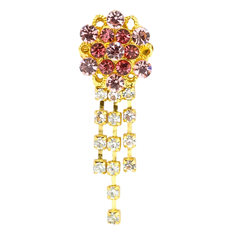 Брошь Цветок с розовыми стразами фото №13