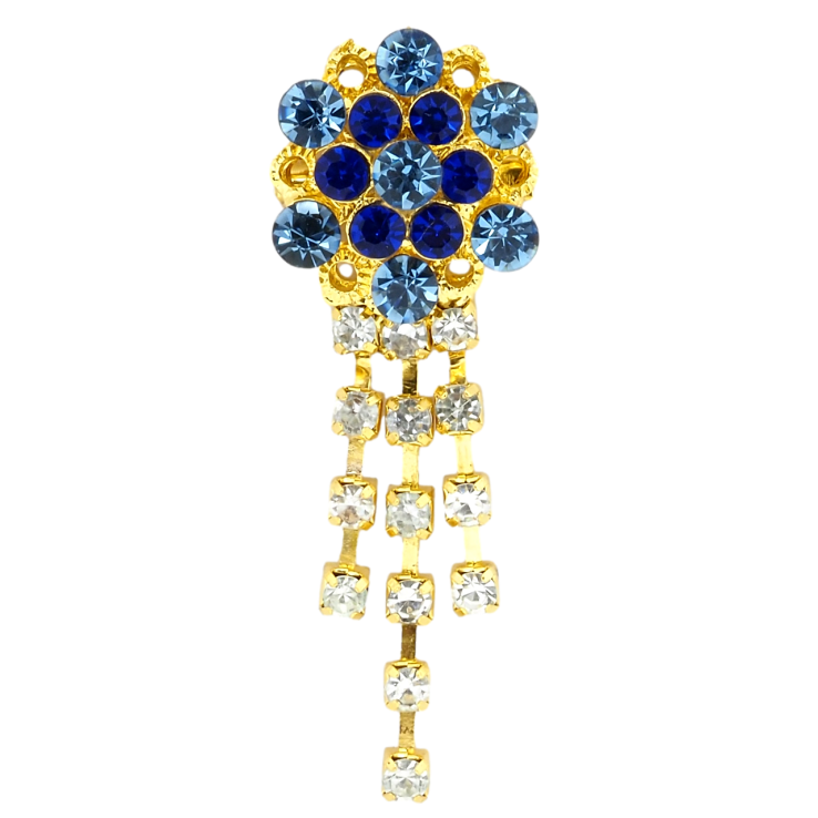 Брошь Цветок с синими стразами фото №22