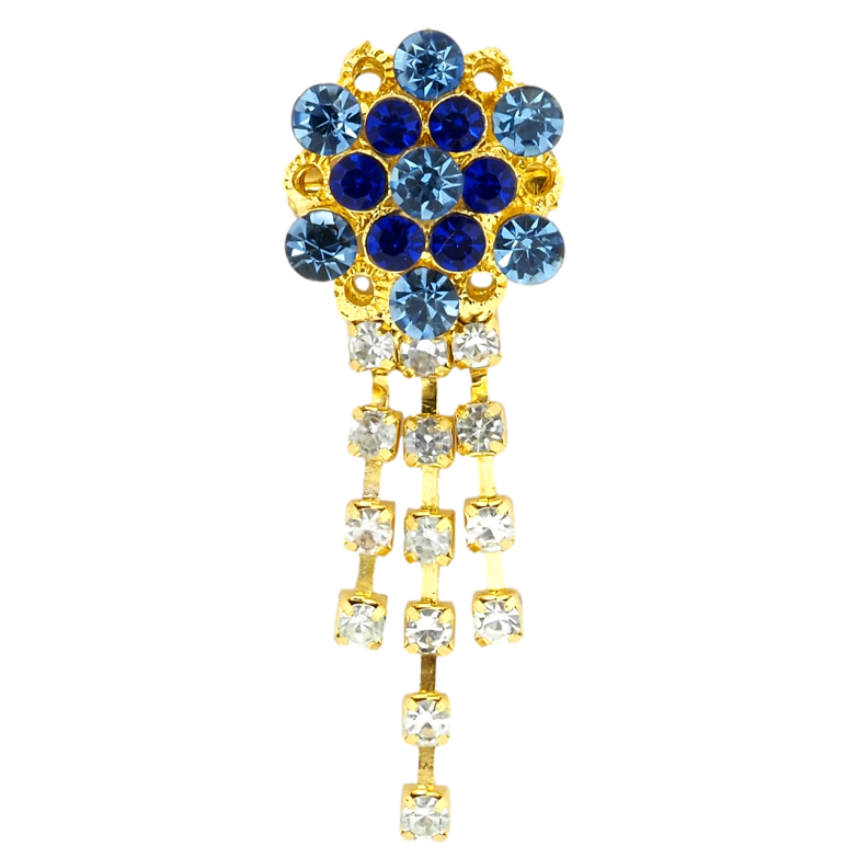 Брошь Цветок с синими стразами фото №1