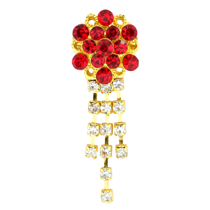 Брошка Квітка з червоними стразами фото №13