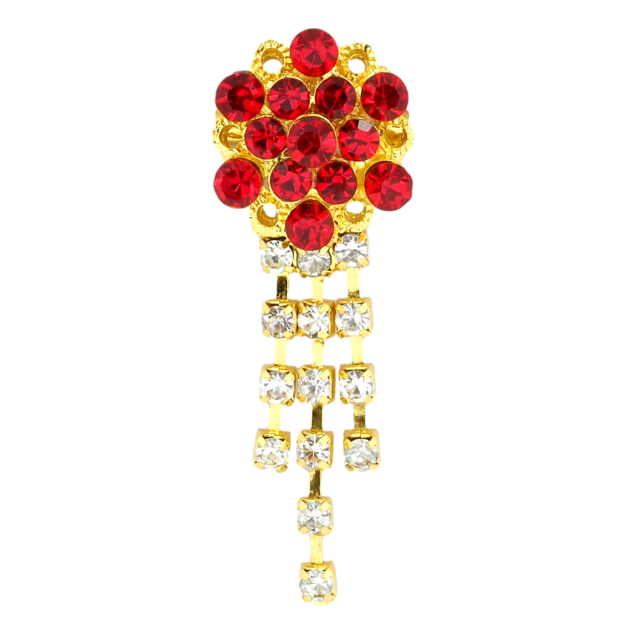 Брошка Квітка з червоними стразами фото №1