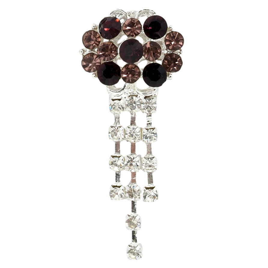 Брошка Композиція з бордовими стразами фото №1