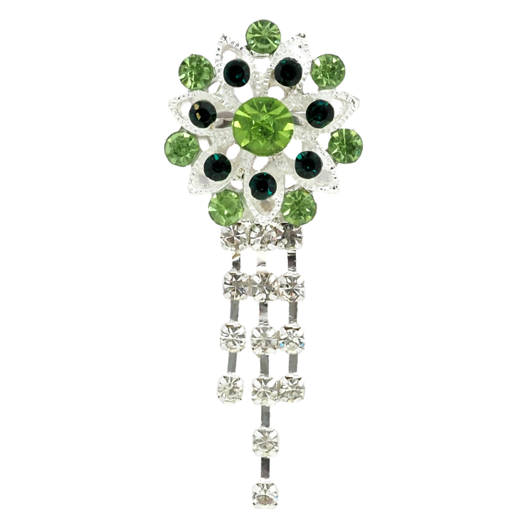 Брошь Цветок с зелеными стразами фото №19