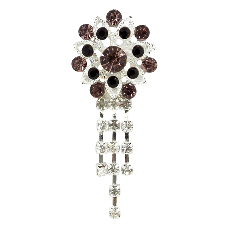 Брошка Квітка з бордовими стразами фото №16