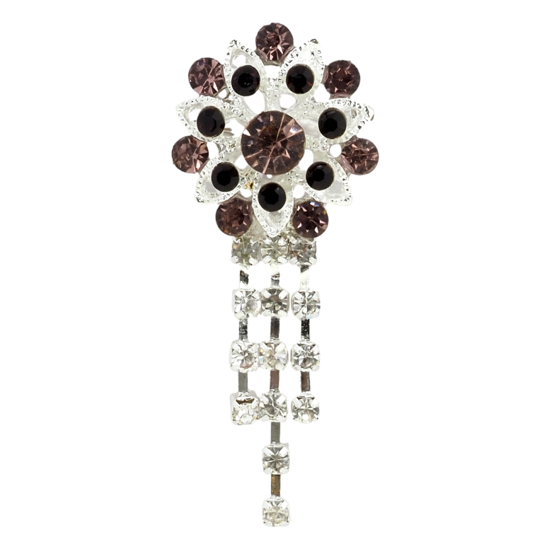 Брошка Квітка з бордовими стразами фото №1