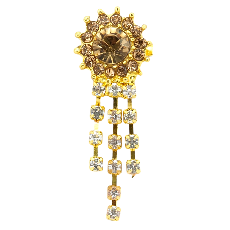 Брошка Квітка з коричневими стразами фото №24