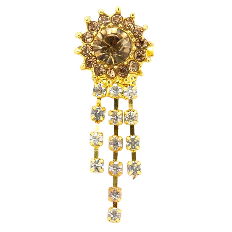 Брошь Цветок с коричневыми стразами фото №1