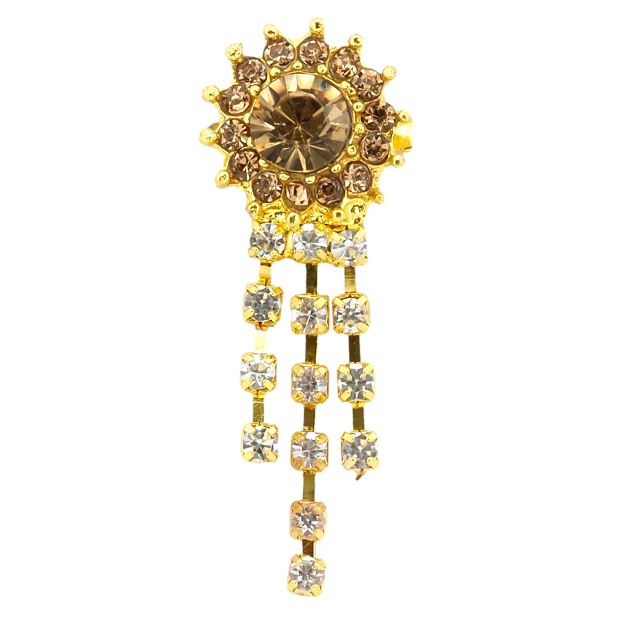 Брошь Цветок с коричневыми стразами фото №1