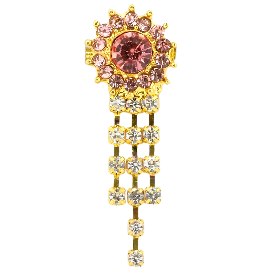 Брошь Цветок с розовыми стразами фото №1