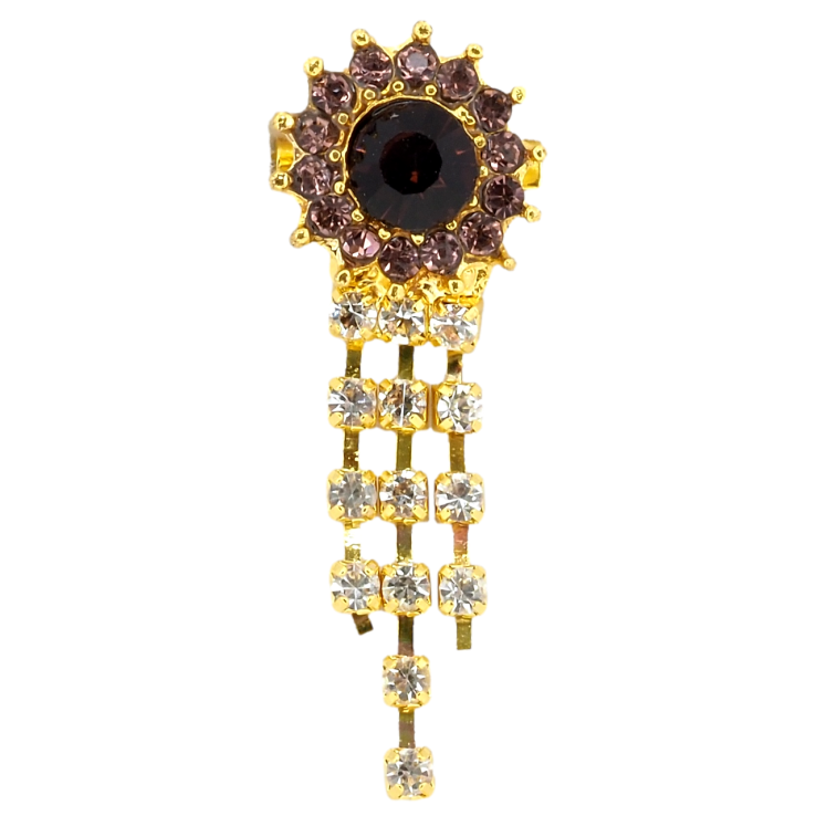 Брошка Квітка з бордовими стразами фото №24